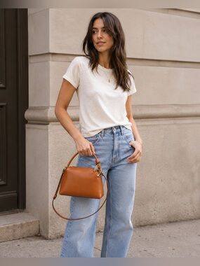 JW Anderson Small Corner Bag Pecan Tan Leather Crossbody Top Handle NWT